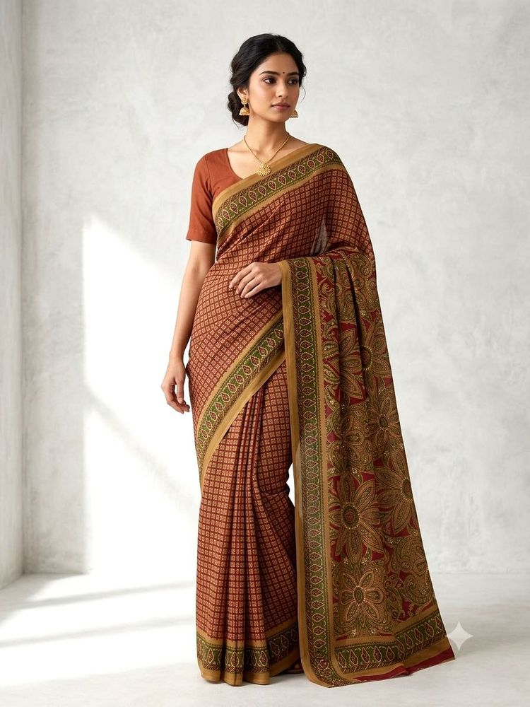 Elegant Red Printed Saree