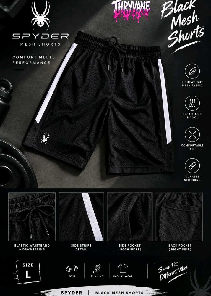 Spyder Black Mesh Shorts