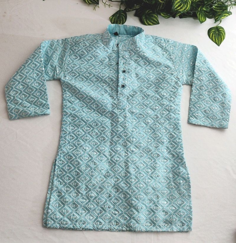 Light Blue Embroidered Ethnic Kurta (Boy's)