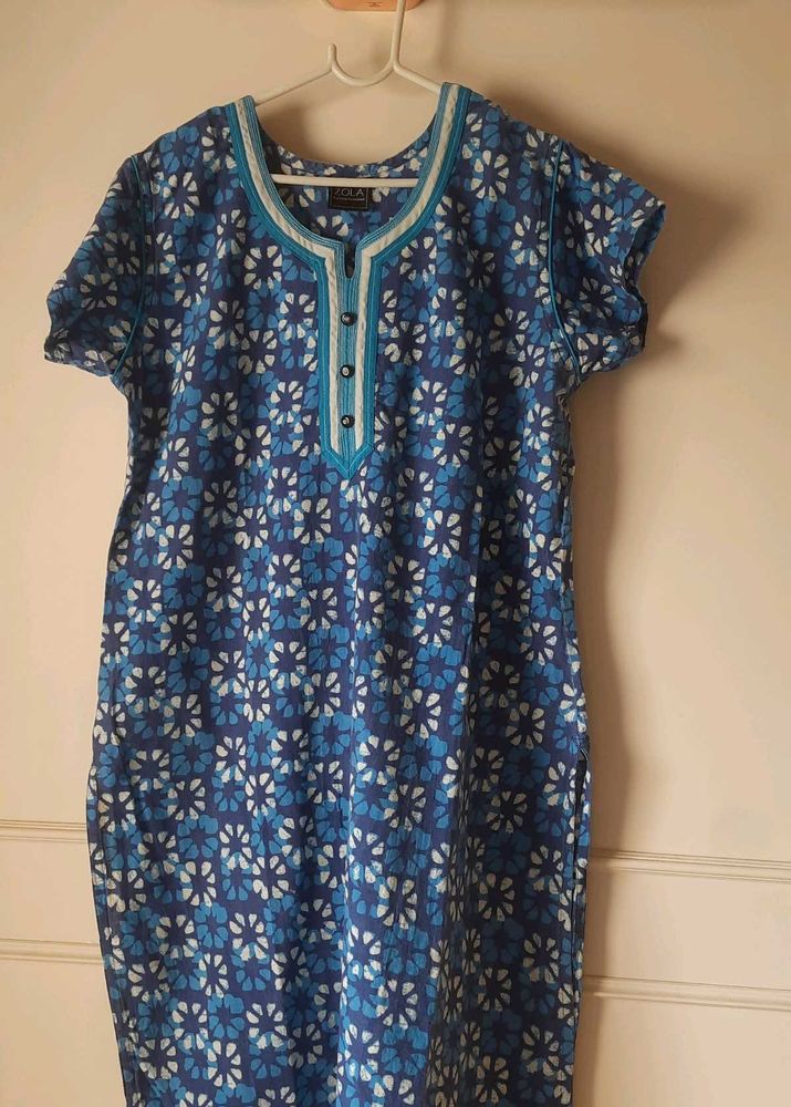 Indigo colorAunthetic batik work kurti