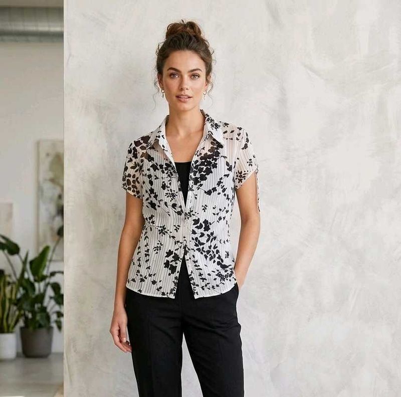 Nexus Chic Black &amp; White Floral Blouse