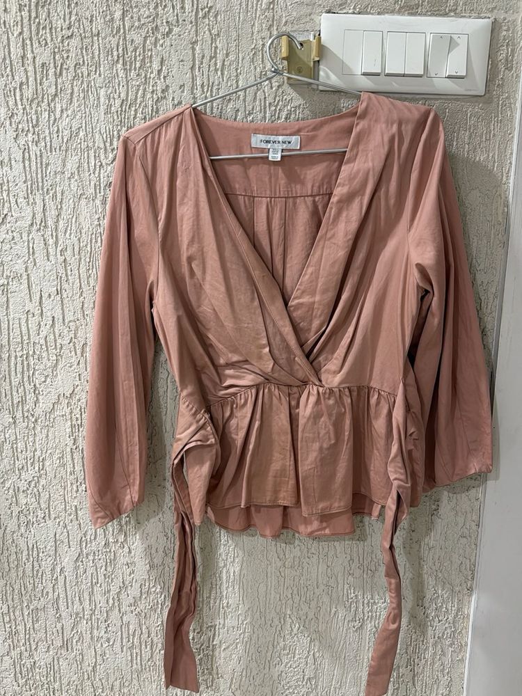 Forever New Wrap Style Peplum Top