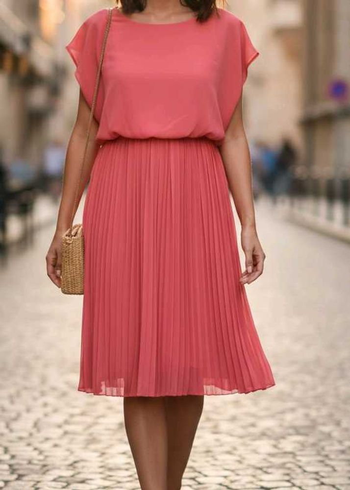 Elegant Pink Pleated Dress