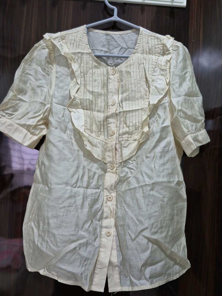 Ruffled Button-Down Top
