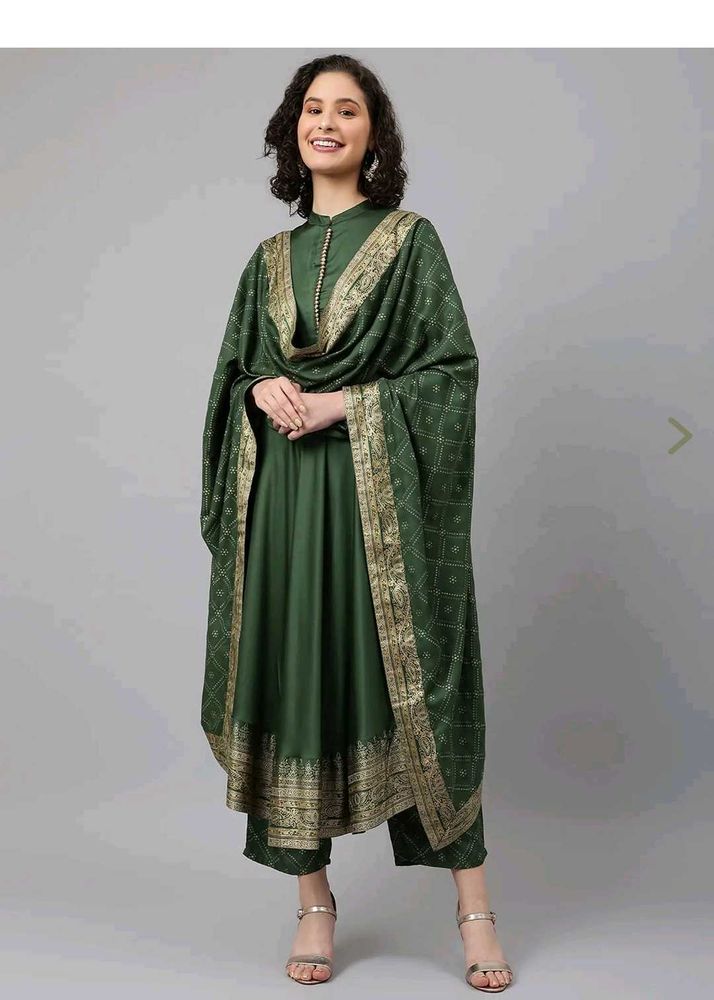 KHUSHAL K Green Kurta palazzo with Dupatta