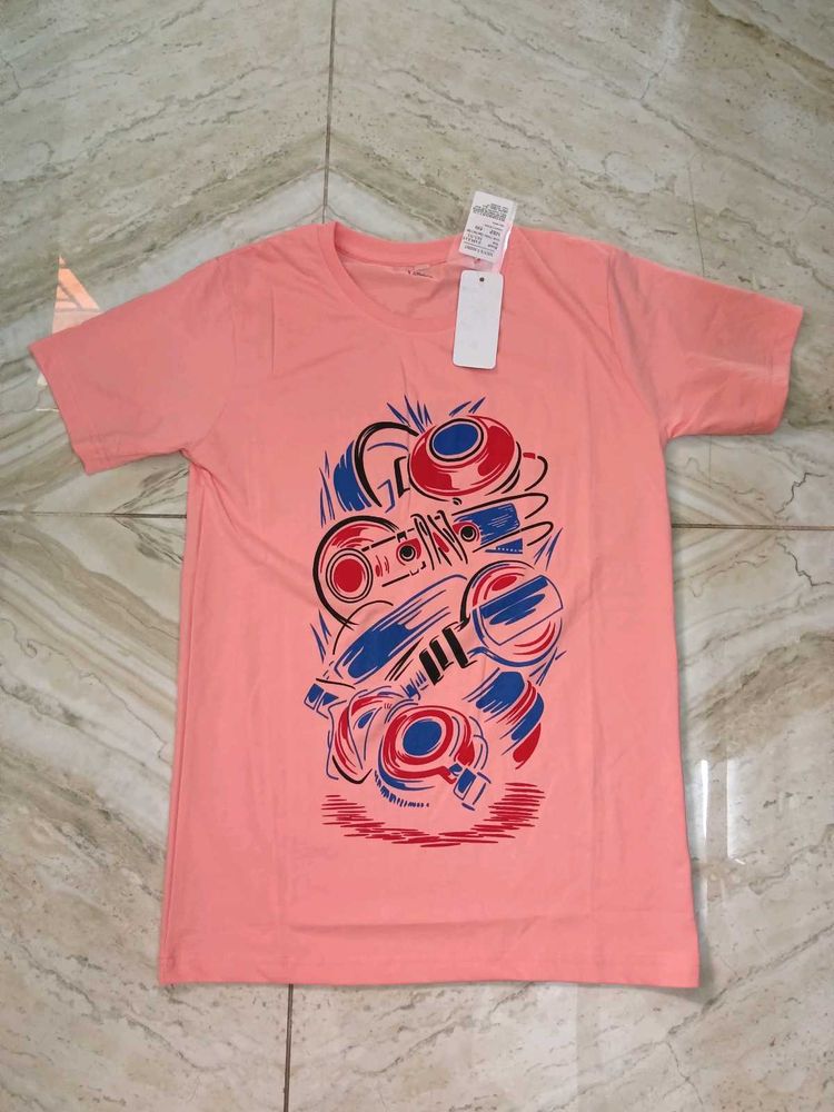 Graphic Print Peach T-Shirt