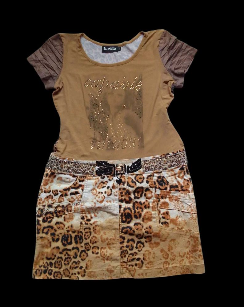 Y2K Vintage Leopard Print Dress