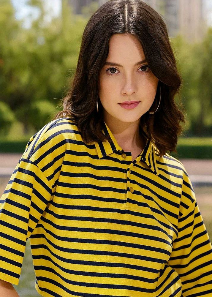 Street 9 Striped Yellow &amp; Black Polo Shirt
