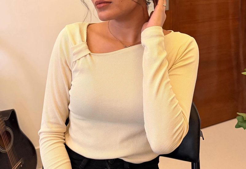 Ribbed Square Neck Top