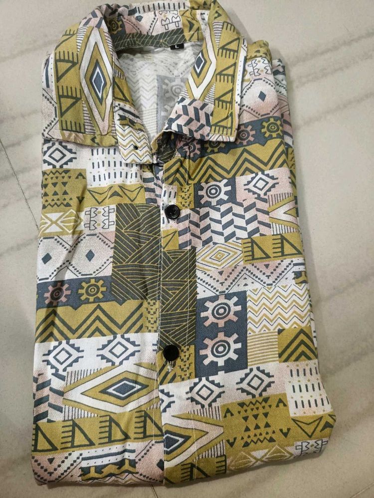 Patterned Button-Down Shirt