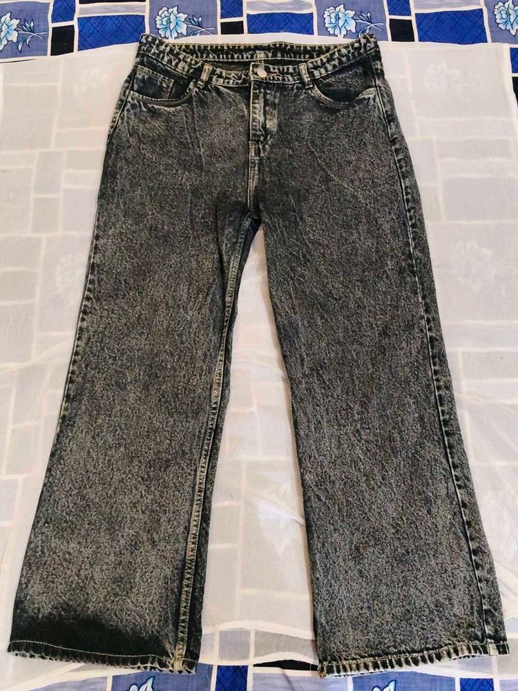 Stylish Acid Wash Wide Leg Jeans