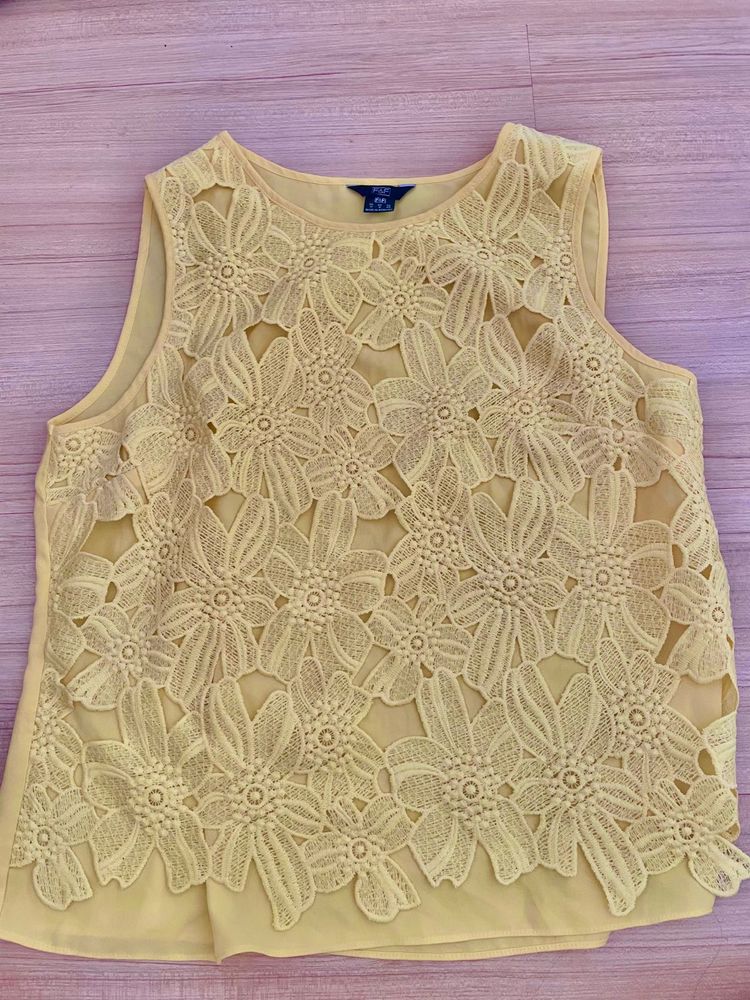 Beautiful Yellow Floral Lace Top