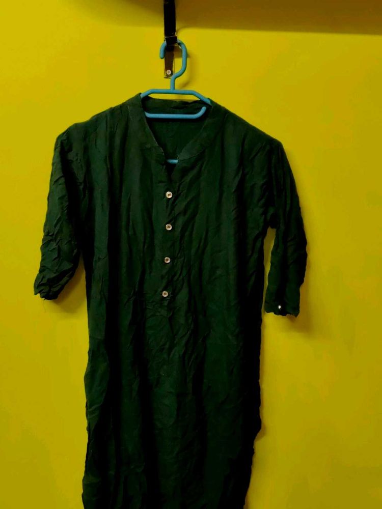 Dark Green Cotton Kurta set of 3