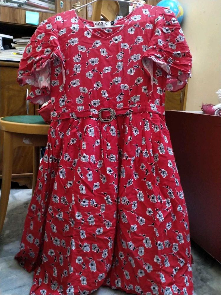 Red Floral Print Dress