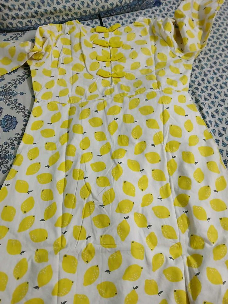 Lemon Print A line dress