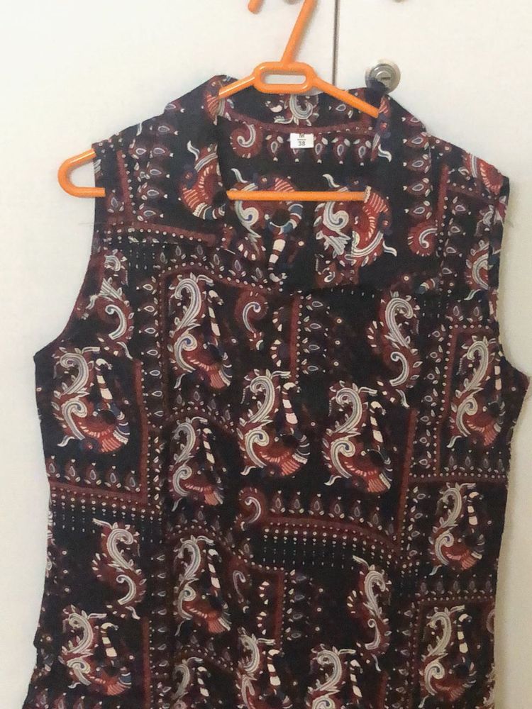 Boho Paisley Print Sleeveless Blouse
