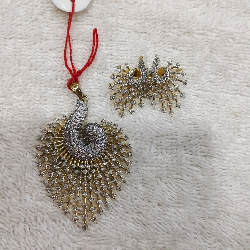 peacock feather pendant set