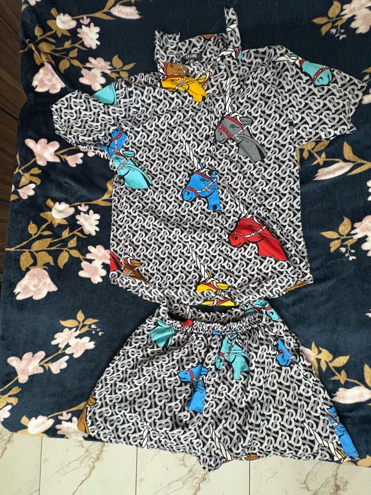 Printed Shirt and Shorts Set
