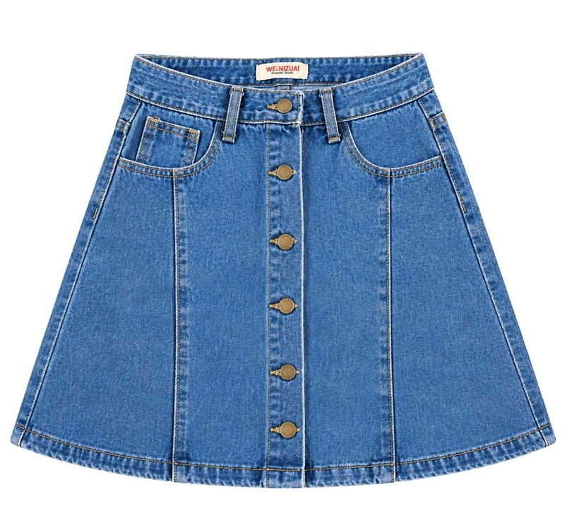 Classic Blue Denim A-Line Skirt