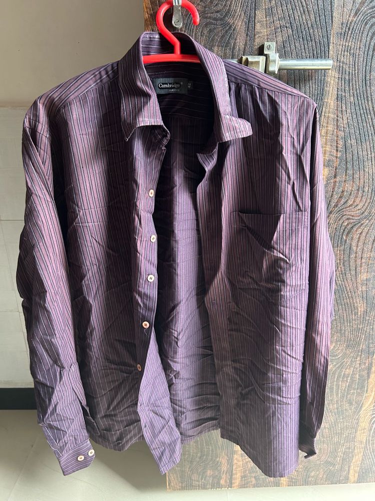 Men's Purple Striped Casual Shirt