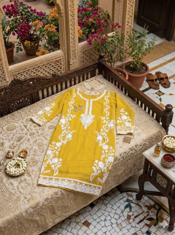 Yellow Embroidered Kurta