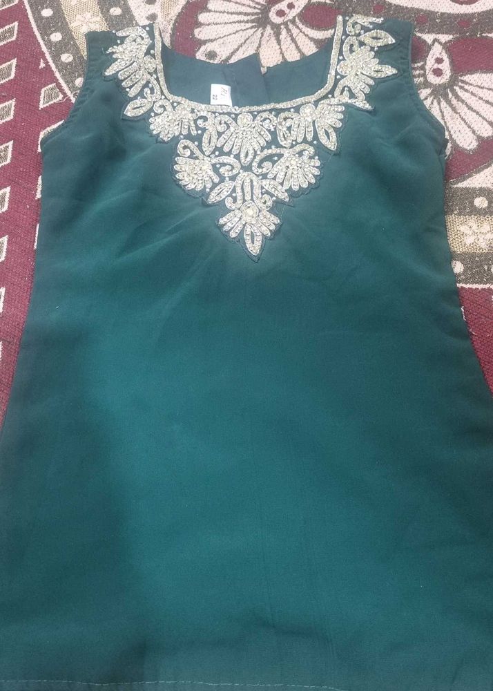 Green Embellished Kurta