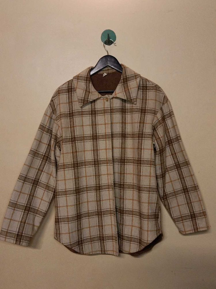 Cozy Plaid Button-Up Jacket