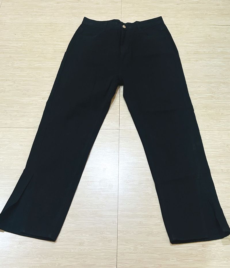 Stylish Black Side Slit jeans