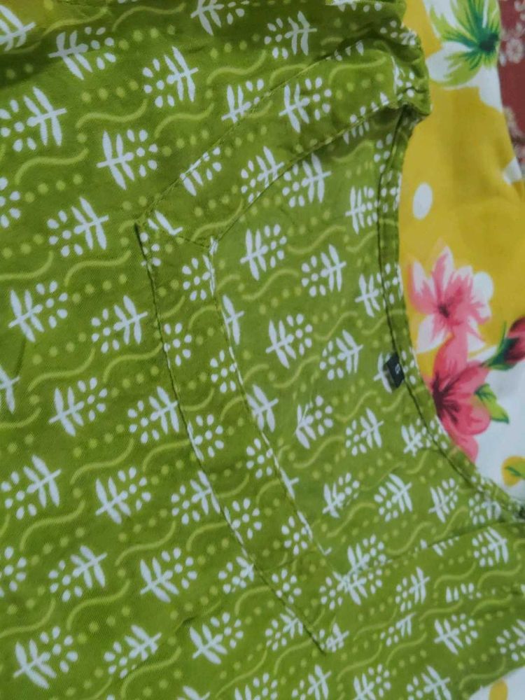 Green Printed Kurta