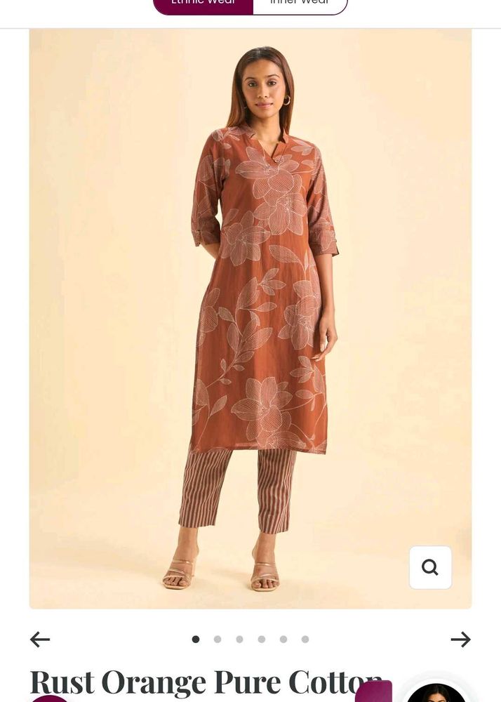Unused Rust Chinese collar Printed Kurti