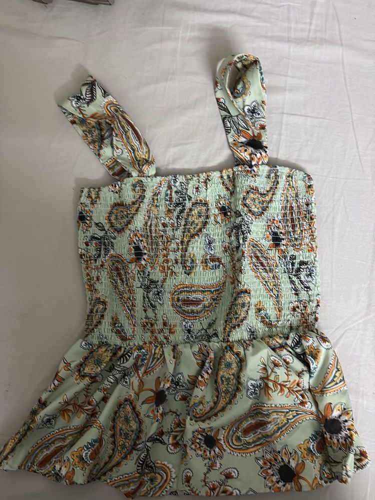 Boho Paisley Smocked Peplum Top