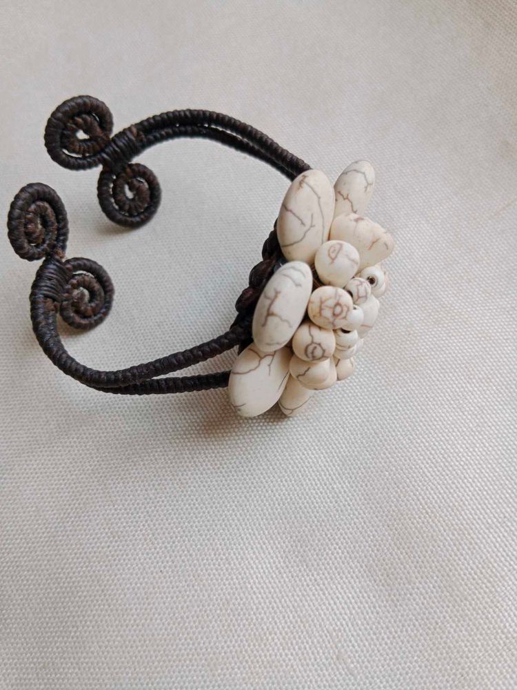 Boho Stone &amp; Wire Cuff Bracelet