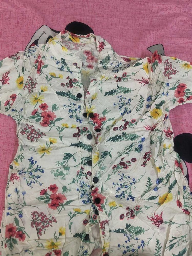 Floral Print Button-Up Shirt
