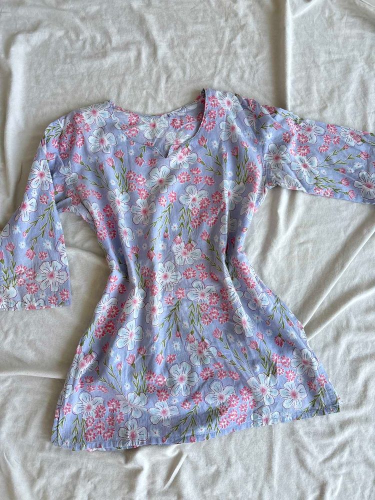 Lavender Floral Print Kurta