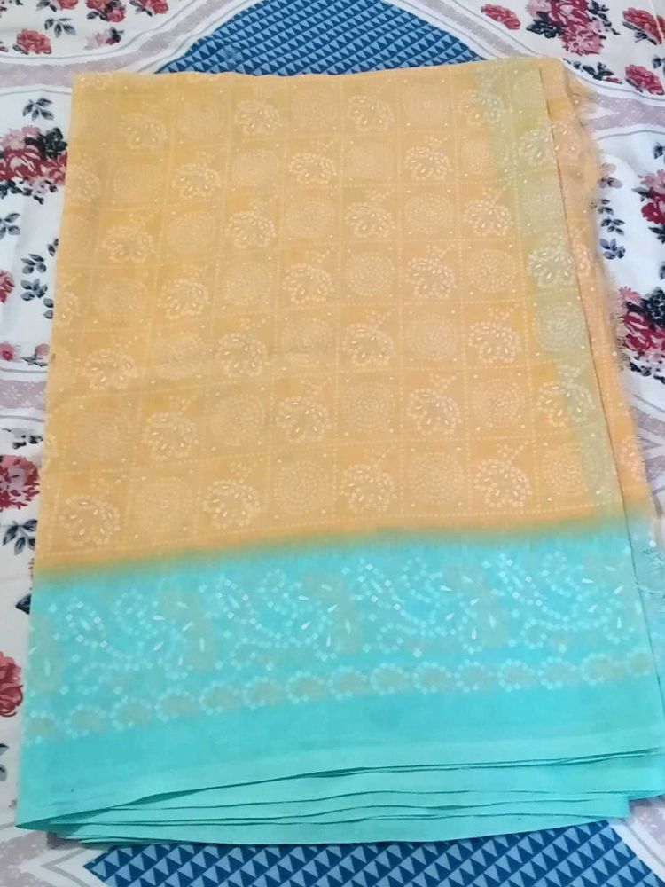 Beautiful orange and green Saree