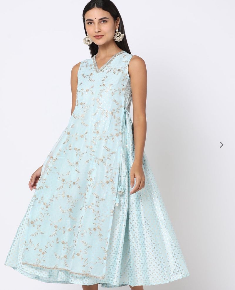 Light Blue Embroidered Kurti