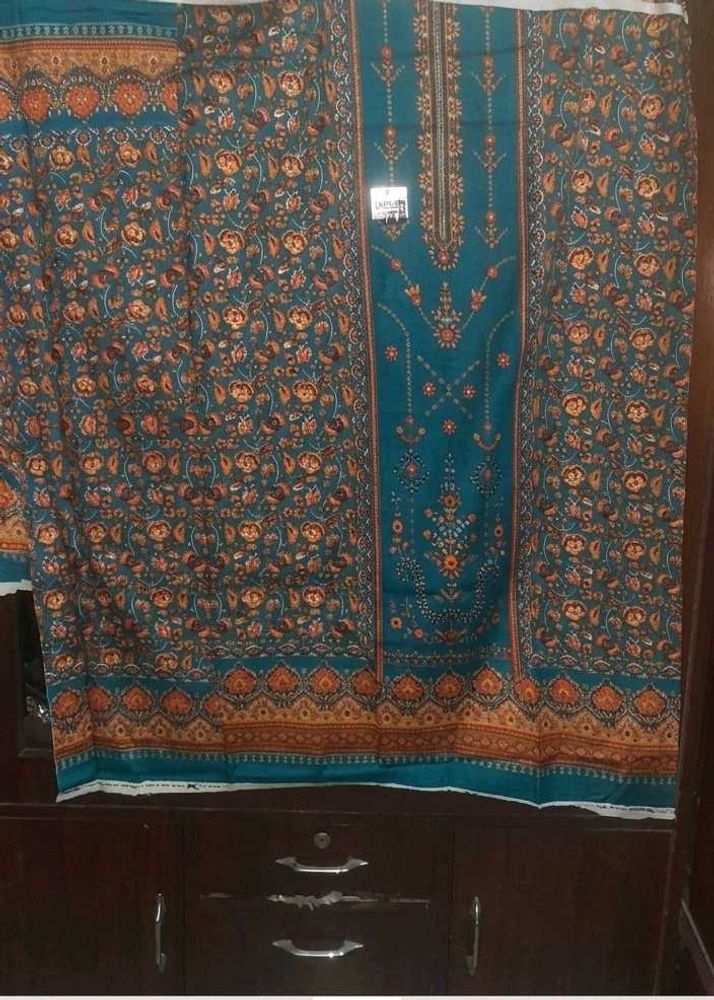 Teal Floral Print pakistani Kurta Set