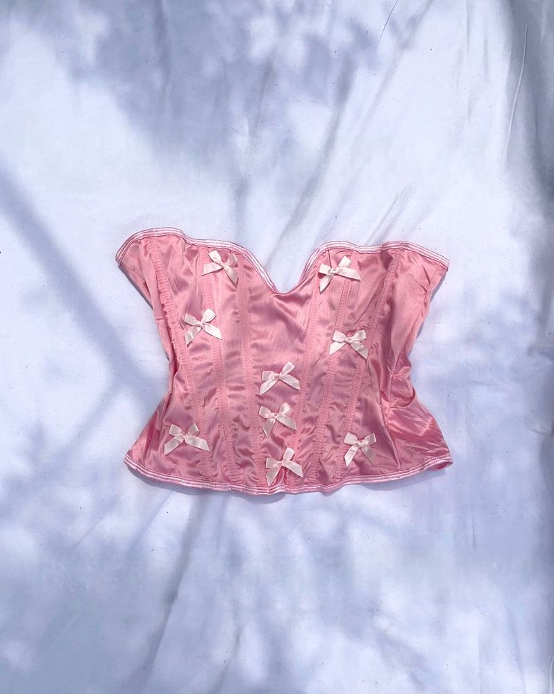 Pink Corset Top with Bows