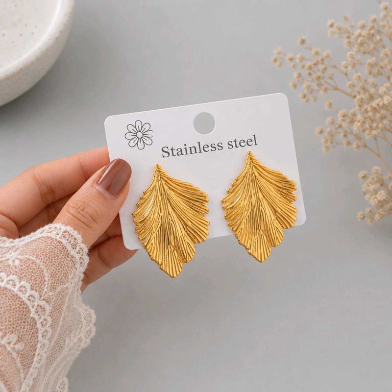 Golden Leaf Design Earrings