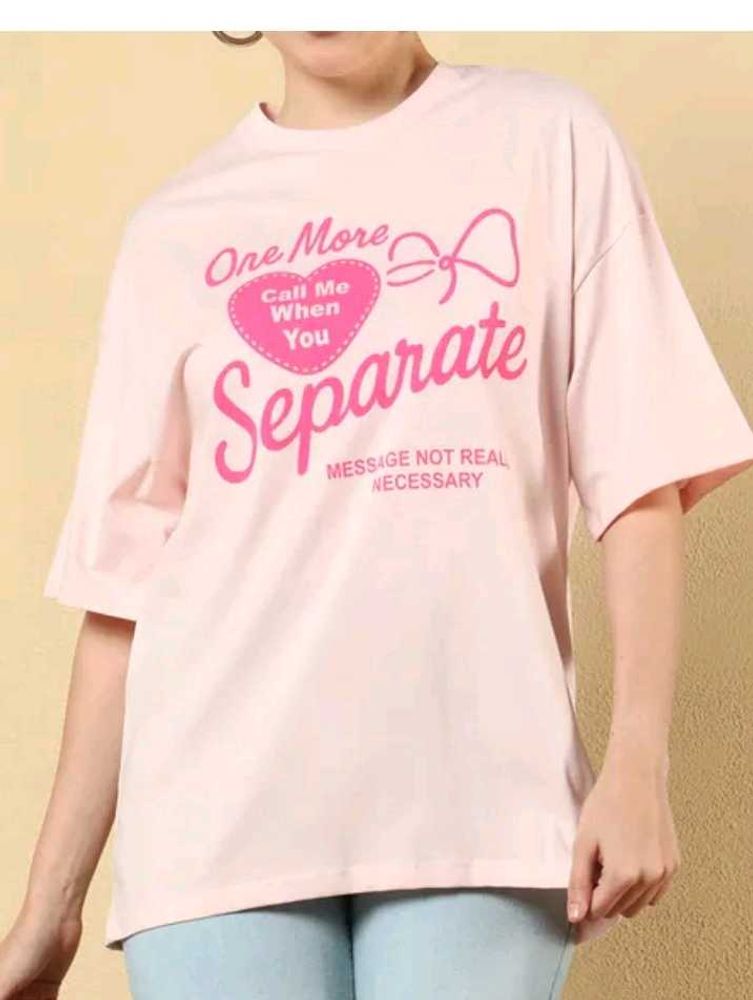 Cute Pink typoGraphic long T-Shirt