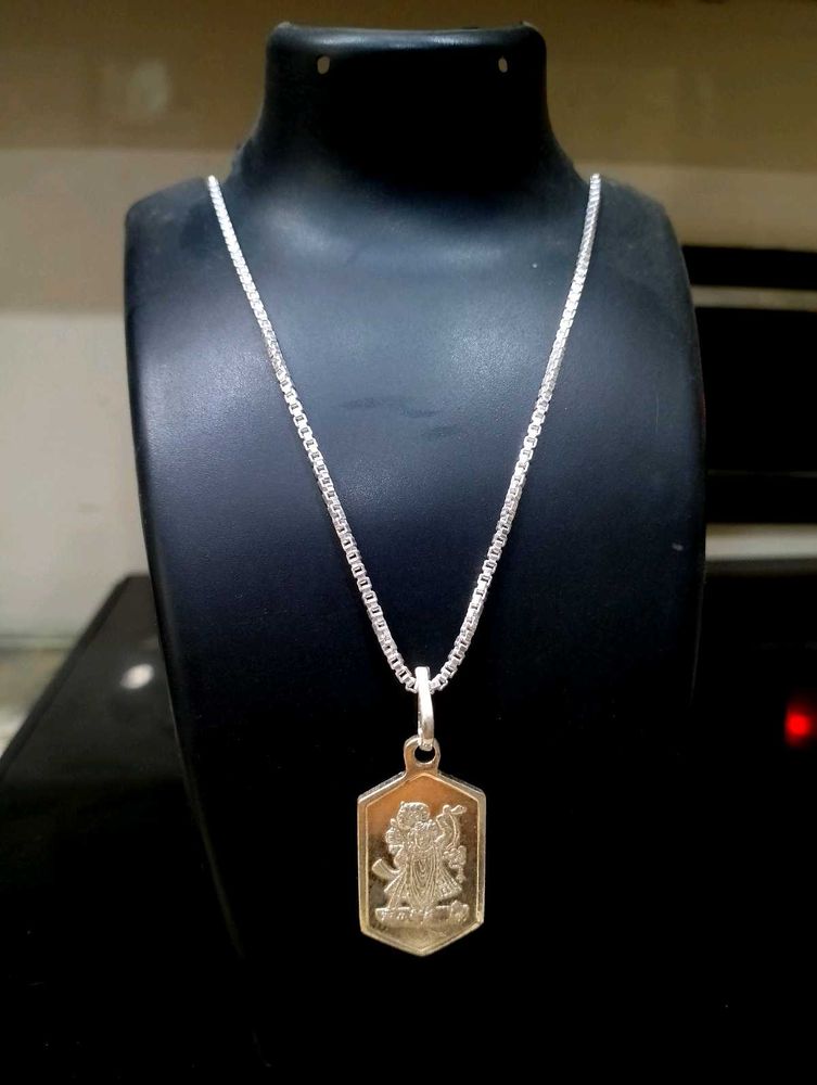 Shreenath Ji Chain Pandent Pure Silver