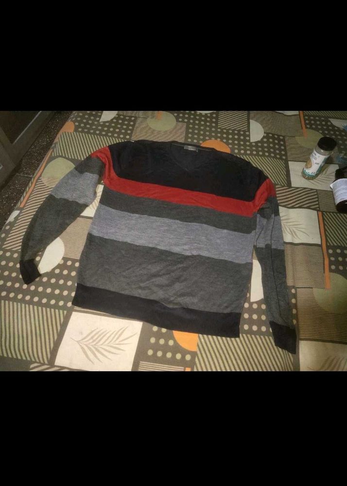Striped V-Neck Sweater men korean light imported