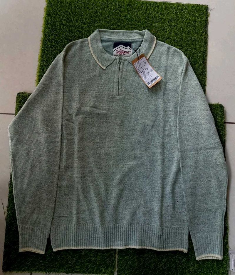 Men's Light Blue Zip Neck Sweater