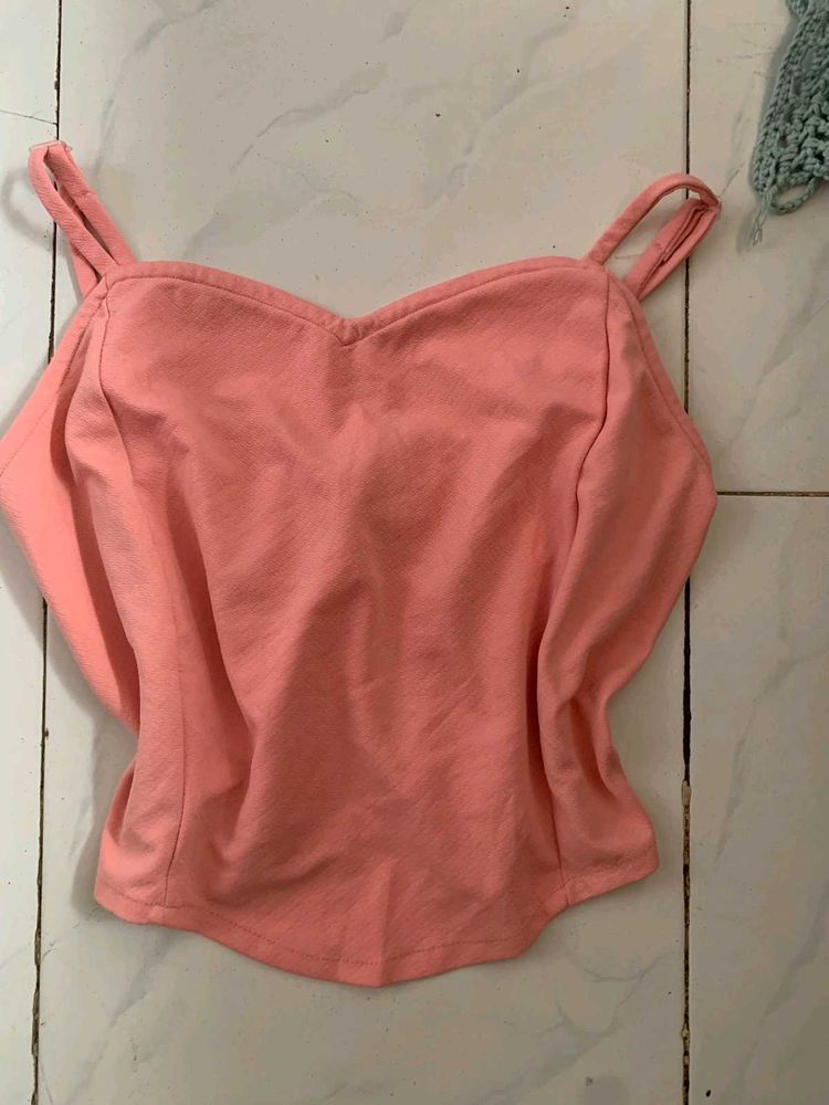 Cute Peach heart shape neck Camisole Top