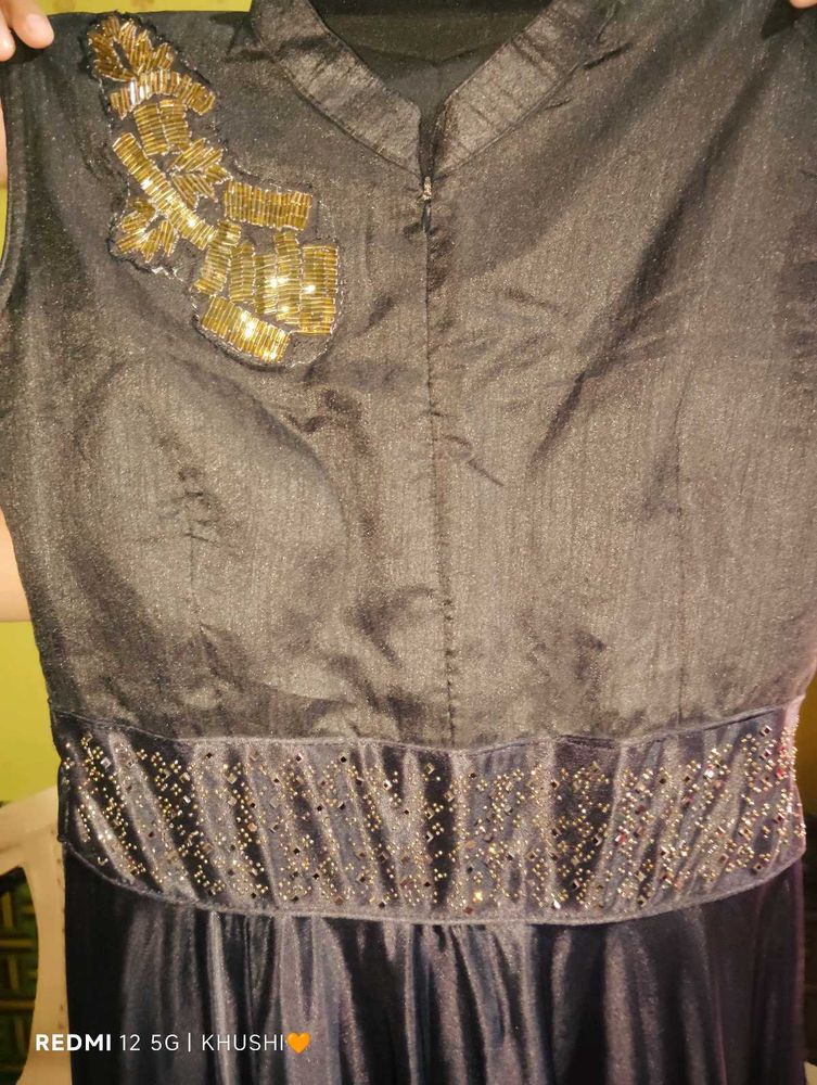 Elegant Black Embroidered Gown