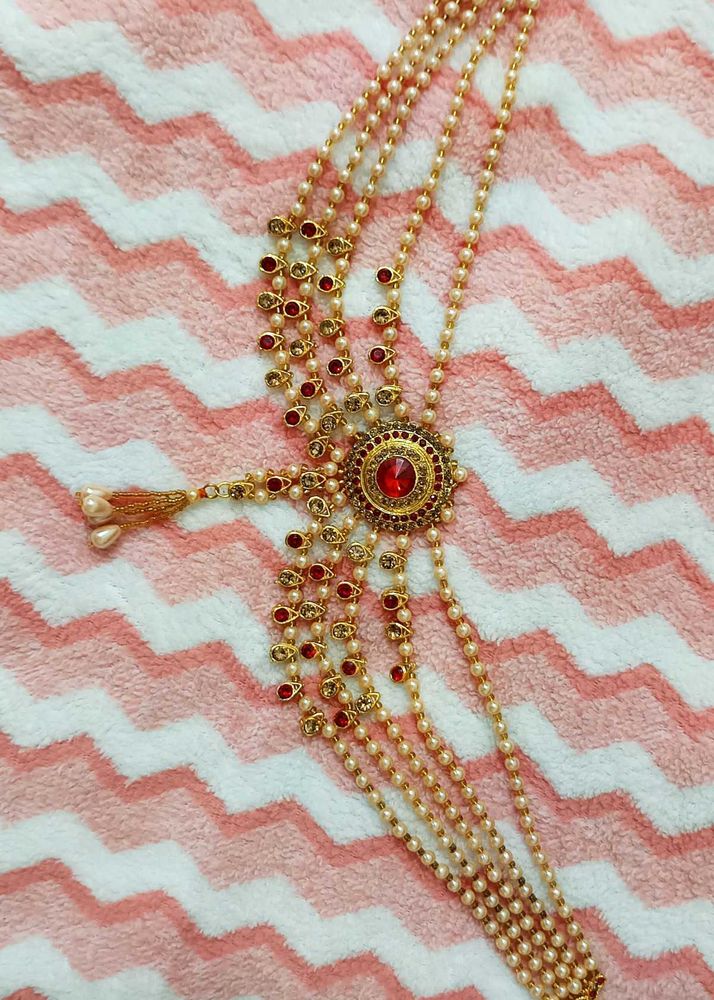 Exquisite Pearl &amp; Ruby kamarband