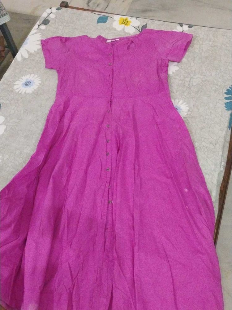Flared Gown Kurti With Beautiful Neck Design