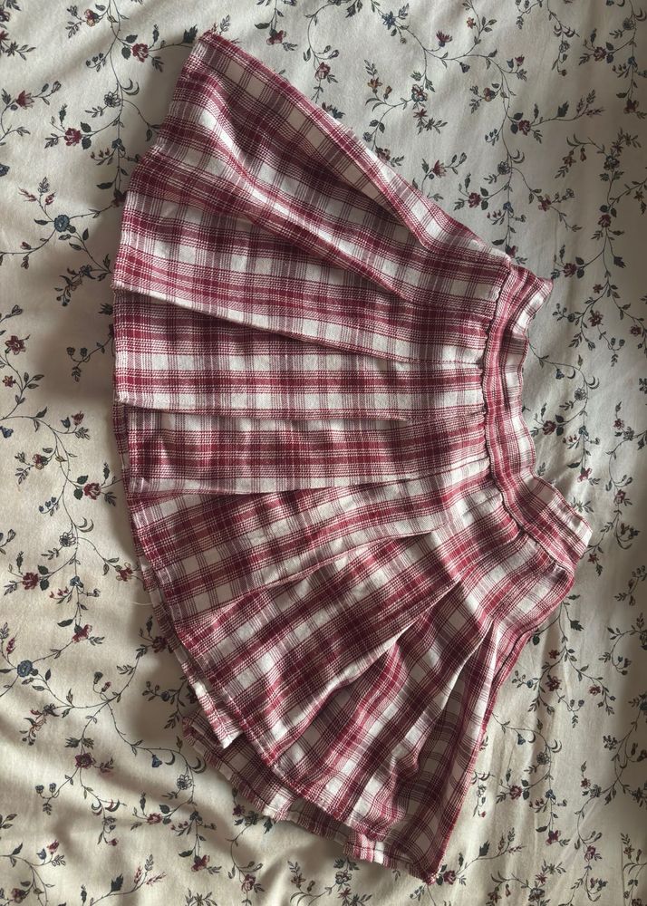 Plaid Pleated Mini Skort