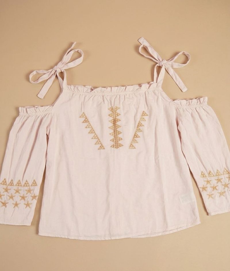 Boho Off-Shoulder Embroidered Top