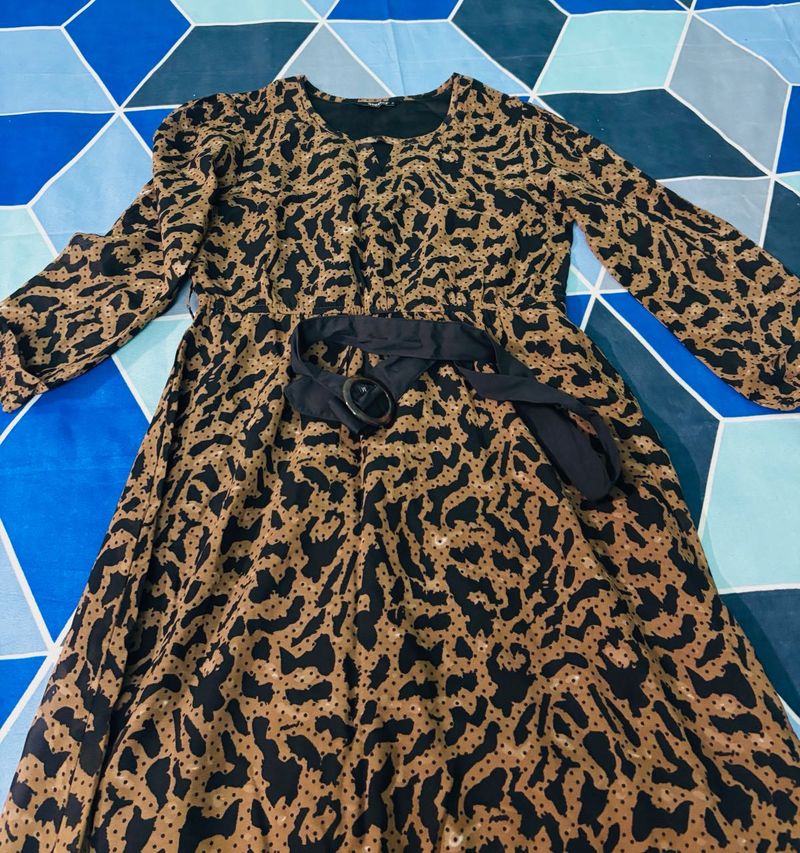 Brown Animal Print Dress